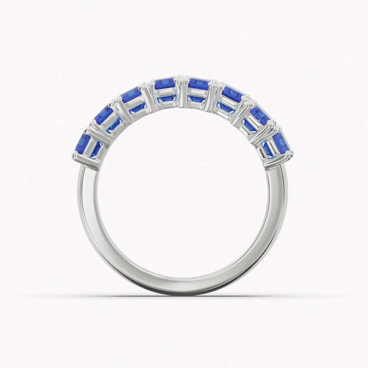 blue natural sapphire band white gold ring sapfira