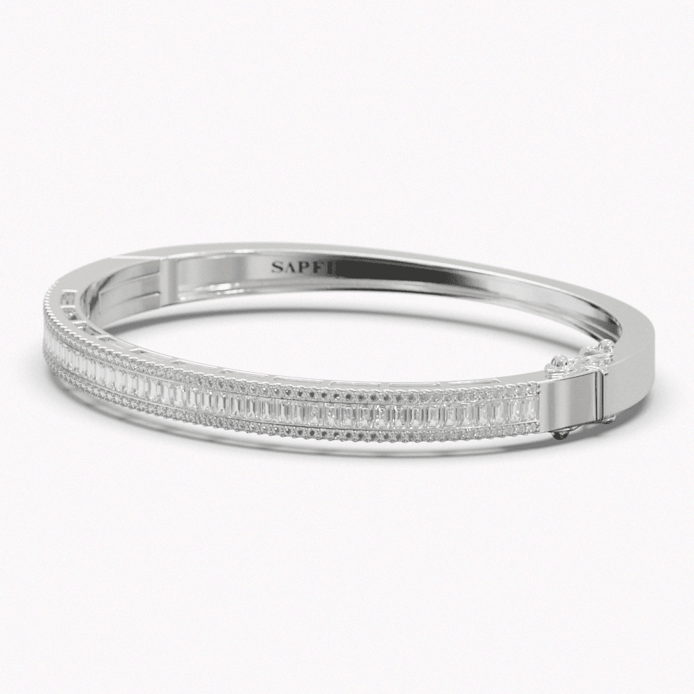 18k diamond bangle white gold bracelet